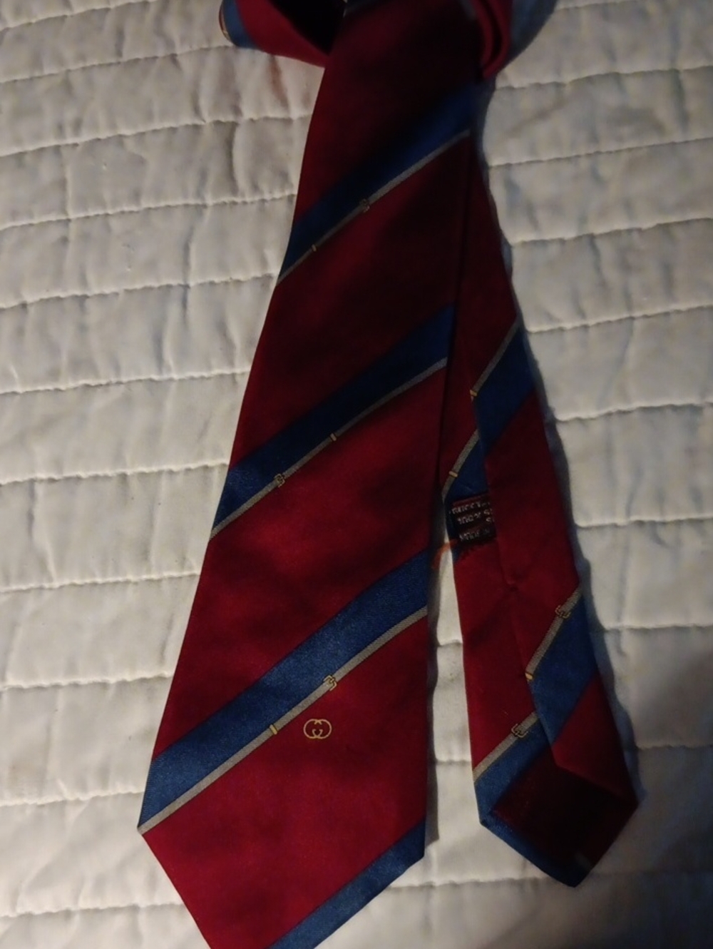 Gucci Red and Blue Striped Silk Tie